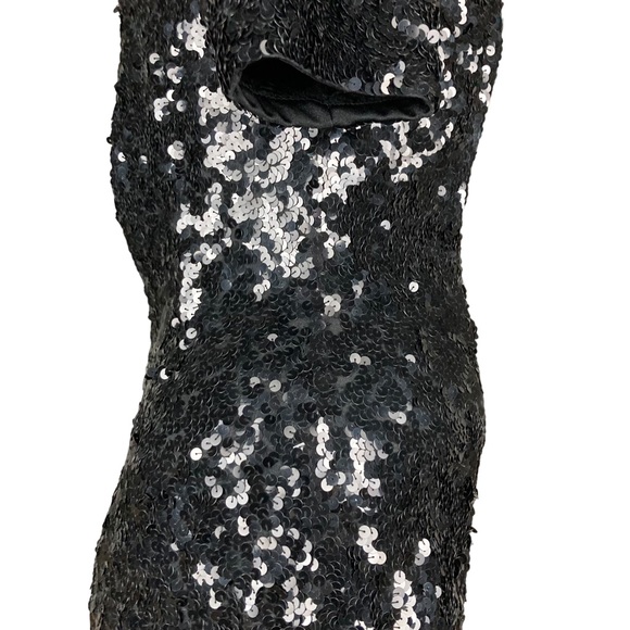 Peak Evenings Black Sequined Floor Length Dress Gown Sz 8 - Picture 4 of 16